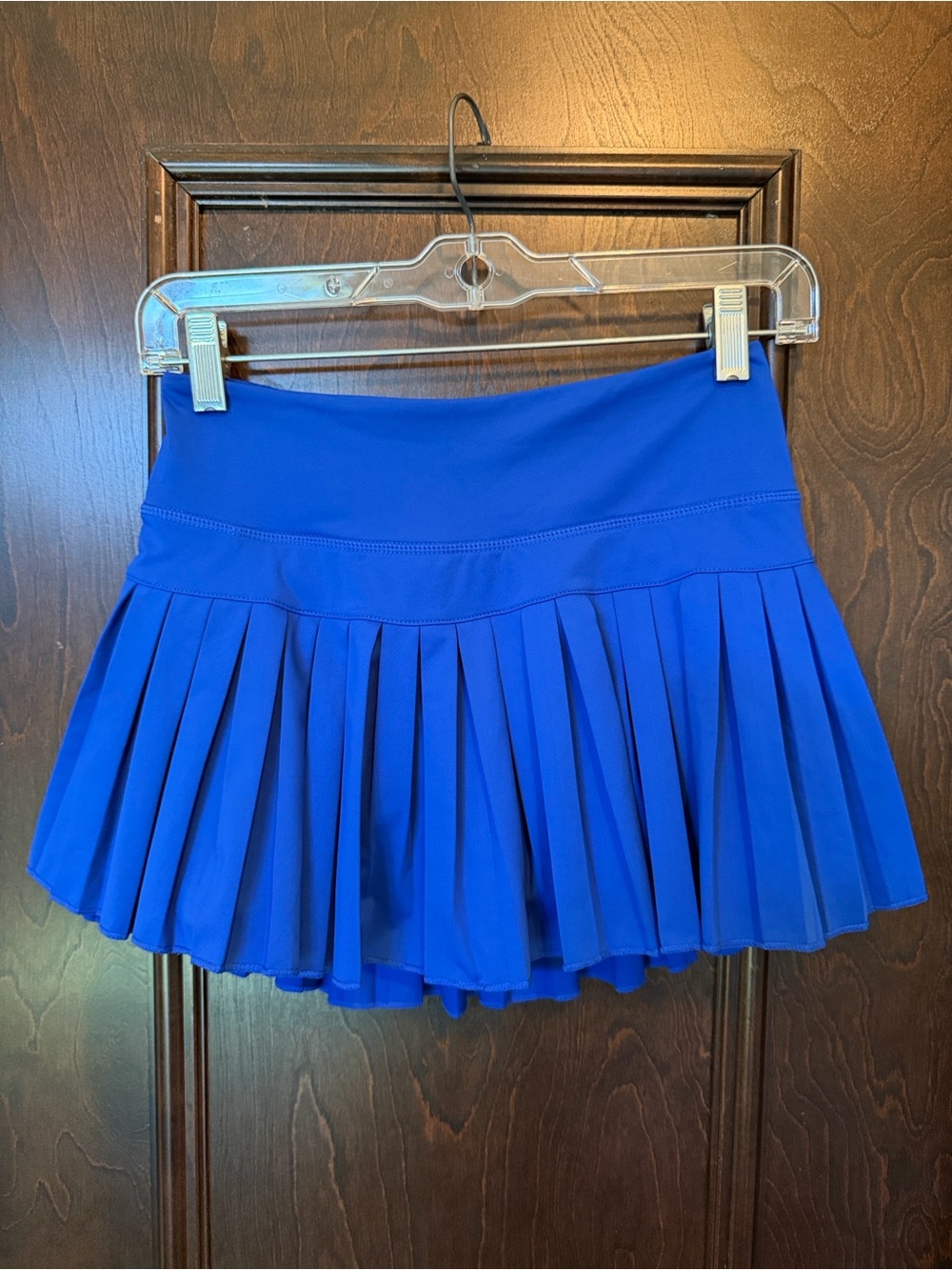 Goldhinge Royal Blue Pleated Lined Mini Skirt with Athletic Fit